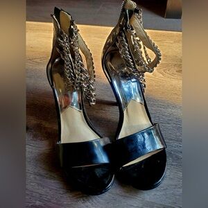Michael Kors Windsor patent leather ankle straps bk zip heels